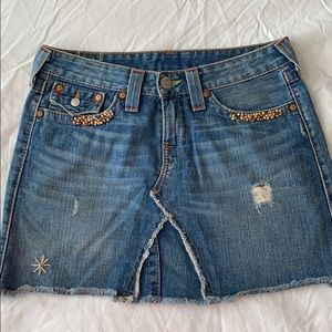True Religion Joey Boho Denim Jean Mini Skirt 29 8